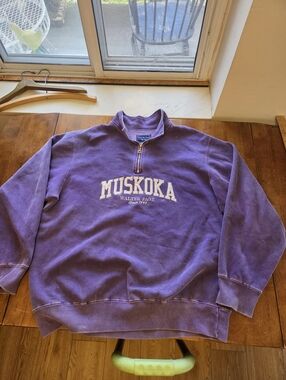 Vintage Walter Page Muskoka Quarter-Zip Sweatshirt - Purple Sandwash - Large